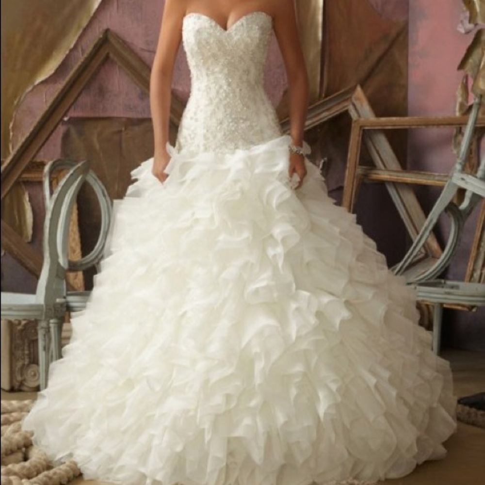 Mori Lee strapless crystal wedding gown